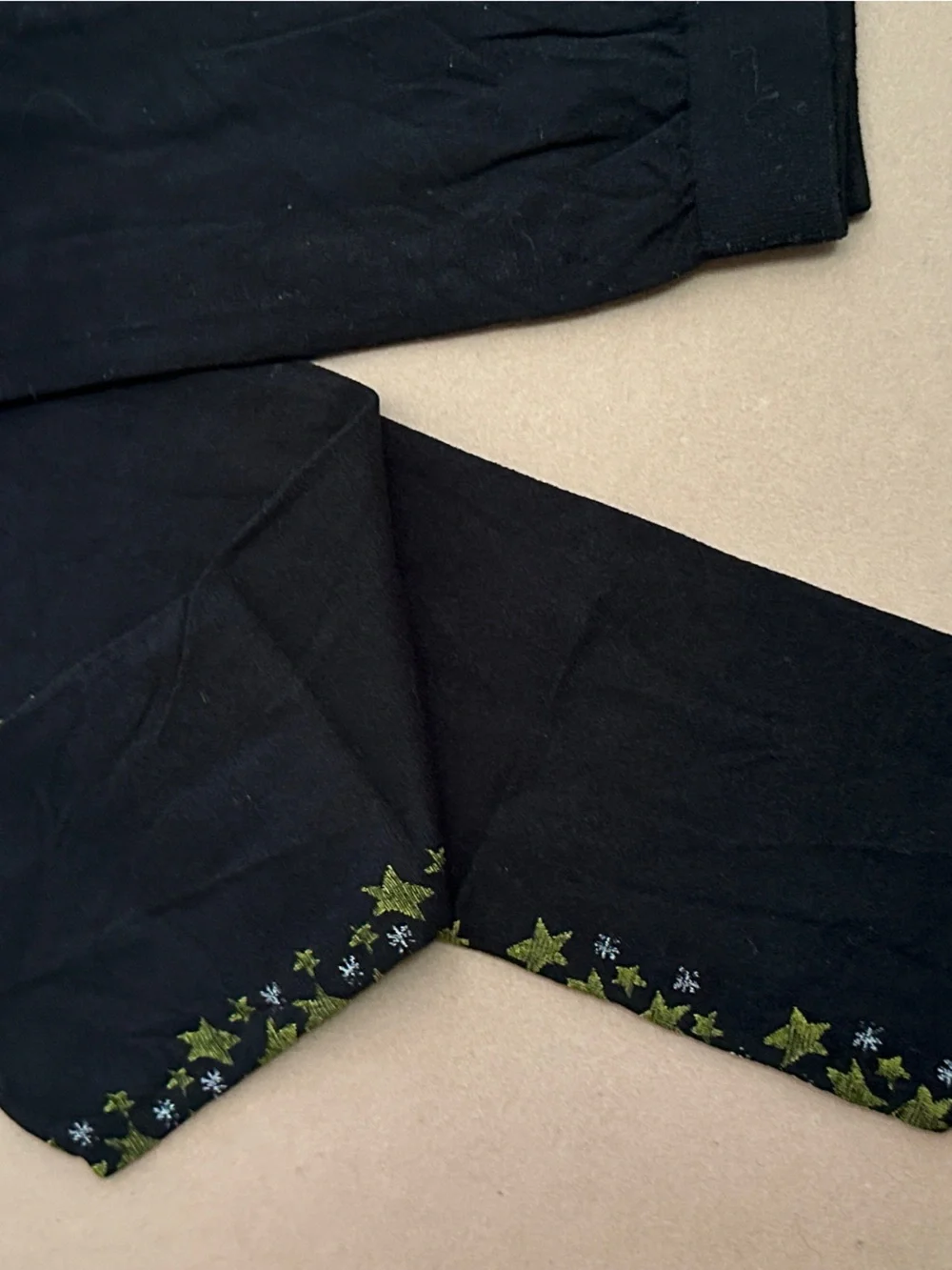 NEW Vintage Kids Black Leggings with Star Trim READ DESCRIP